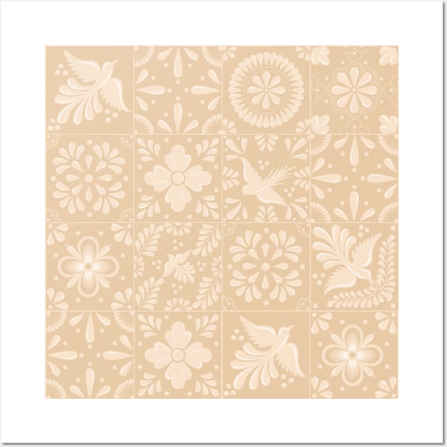 Mexican Beige Talavera Tile Pattern by Akbaly Wall Art by Akbaly